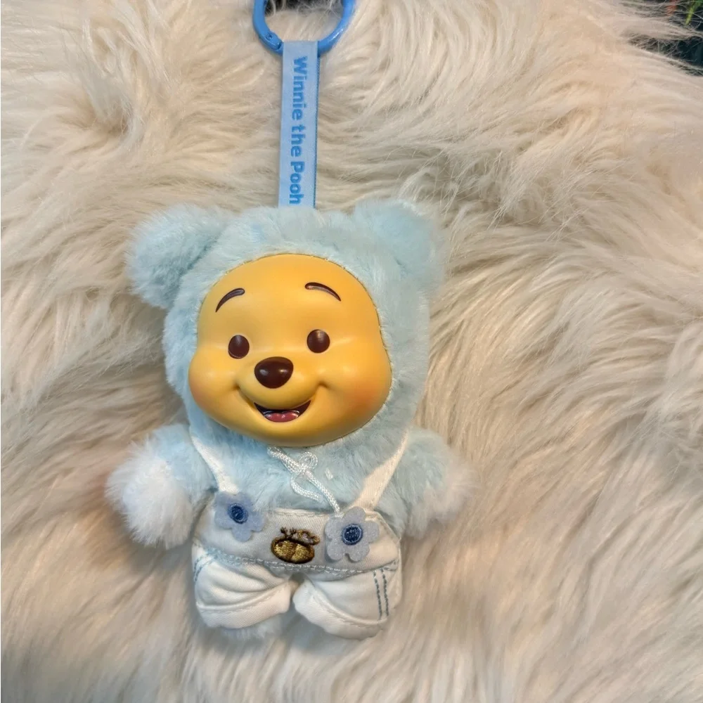Blue MINISO Disney Winnie The Pooh Candy Series 1 Plush Keychain Toy